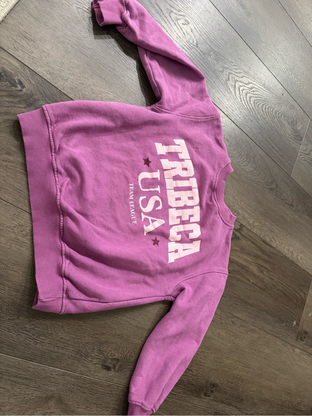 Zara Pink Crewneck Sweatshirt with White 'TRIBECA USA' Logo